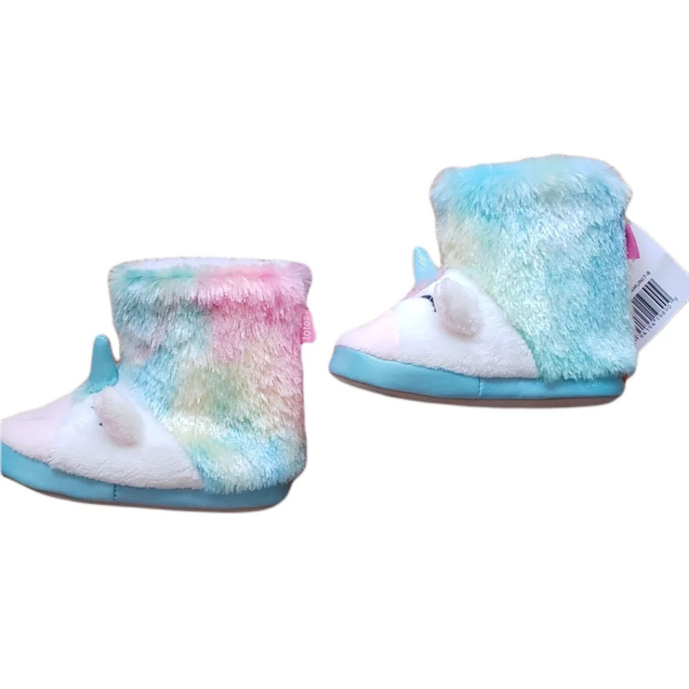 NWT Totes Colorful Unicorn Ankle Slippers Size 7-8
